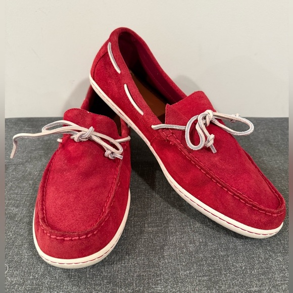 Polo Ralph Lauren KALWORTH Shoes Red Suede Leather Loafer Moccasins Men size 15 - Picture 11 of 12